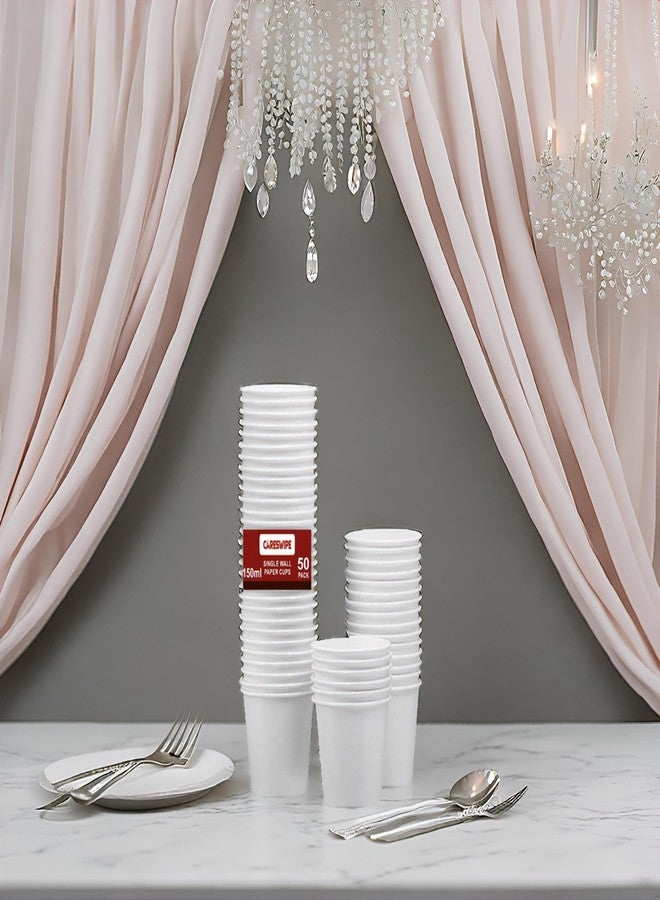 Careswipe Paper Cups 50 Pcs, Disposable Cups, 150 ML Hot & Cold Beverage Tea, Cofee, Water Cups for Parties, Events, Offices, and Homes, White - Image 4